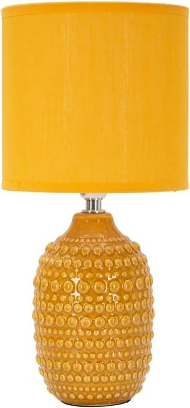 Musztardowa lampa stołowa ceramiczna z tekstylnym kloszem (wysokość 30,5 cm) Points – Mauro Ferretti