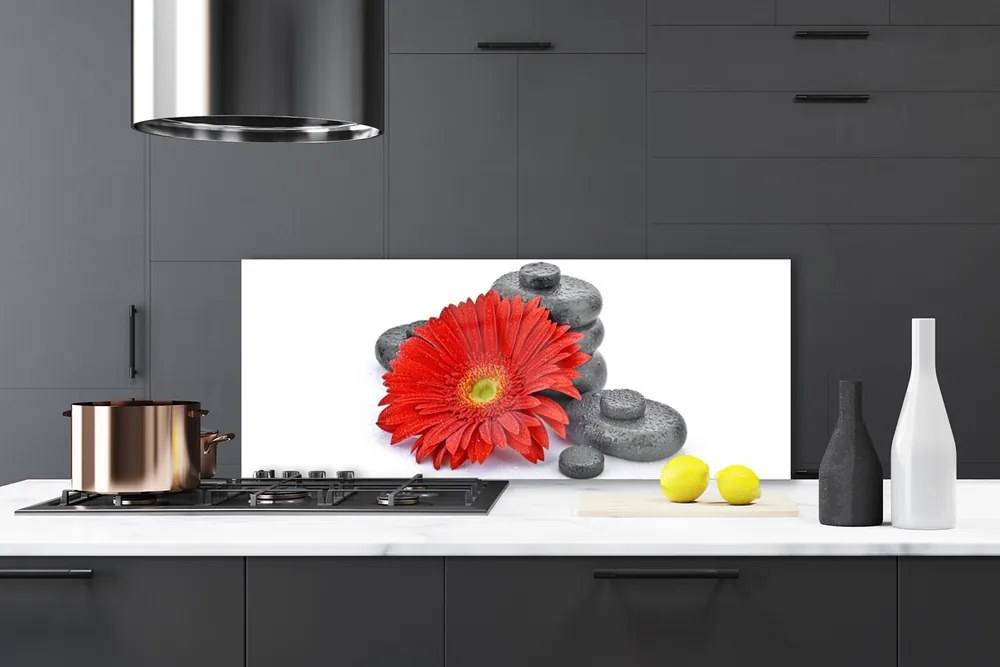 Panel Szklany Wyrazista Czerwona Gerbera