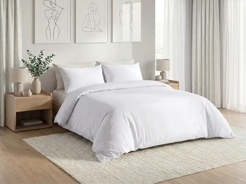 PrzytulneMieszkanie.pl PrzytulneMieszkanie.pl Bawełniana pościel CALMORA biała Rozmiar pościeli: 2 szt 70 x 90 cm | 200 x 220 cm