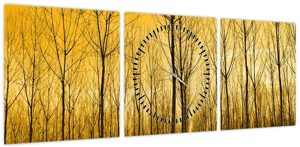 Obraz - Plantacja drzew (z zegarem) (90x30 cm)