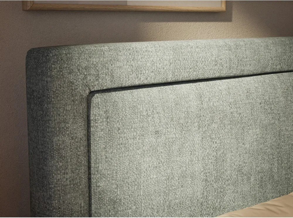 Jasnoniebieskie łóżko kontynentalne ze schowkiem 200x200 cm Fresco – Maison de Rêve