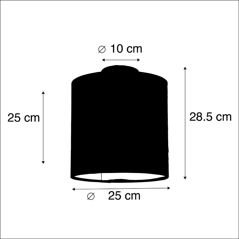 Lampa sufitowa z abażurem z czarnego i złotego aksamitu 25 cm - Combi Black klasyczny/Antyczny Oswietlenie wewnetrzne
