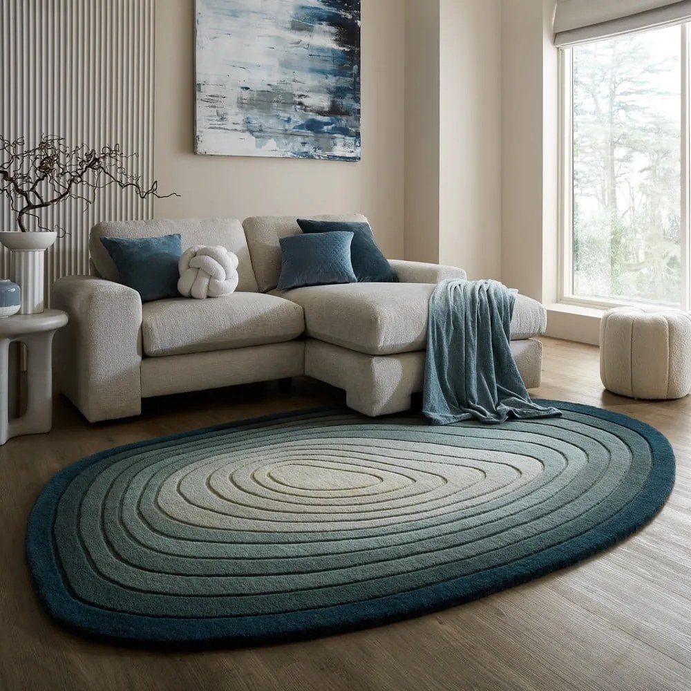 Niebieski wełniany dywan 200x290 cm Puddle Ombre Wool – Flair Rugs
