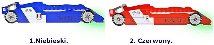Niebieskie łóżko dziecięce auto z lampkami LED 90x200 M1-T68
