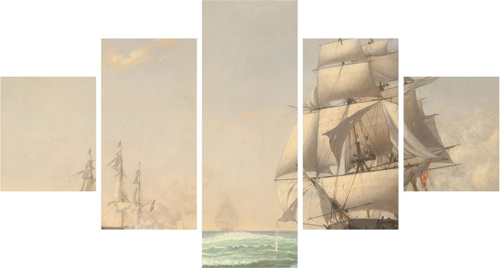 Obraz - Fitz Henry Lane, The United States Frigate President Engaging the British Squadron, reprodukcje (125x70 cm)