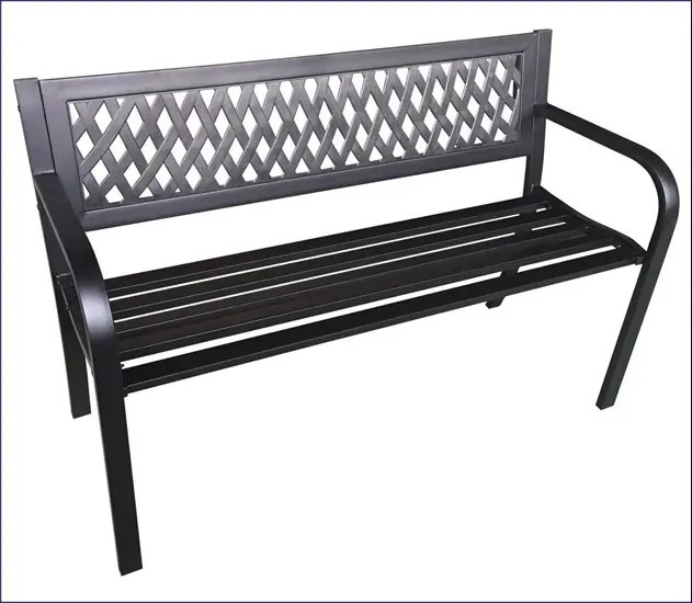 Czarna parkowa ławka ogrodowa z oparciem B9-P93