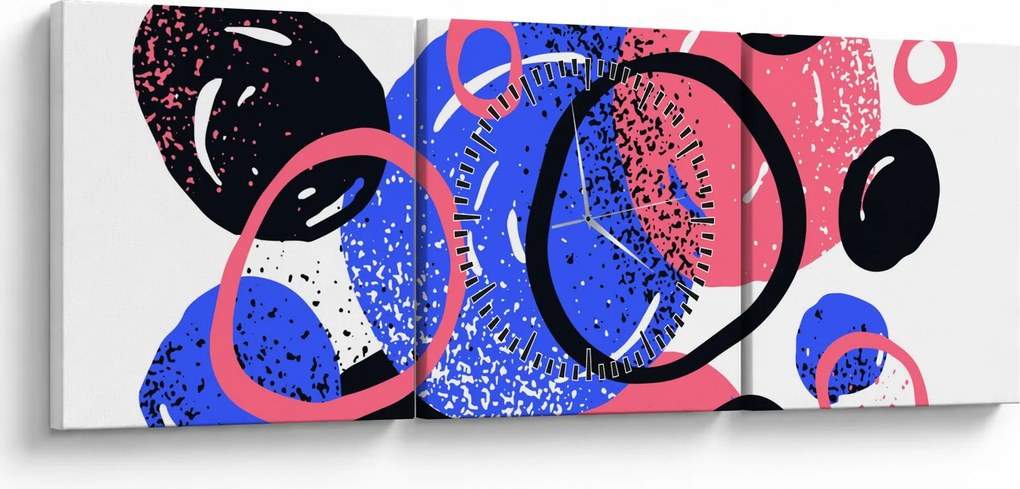 Obraz - Motyw z kółkami w żywych kolorach (z zegarem) (90x30 cm)
