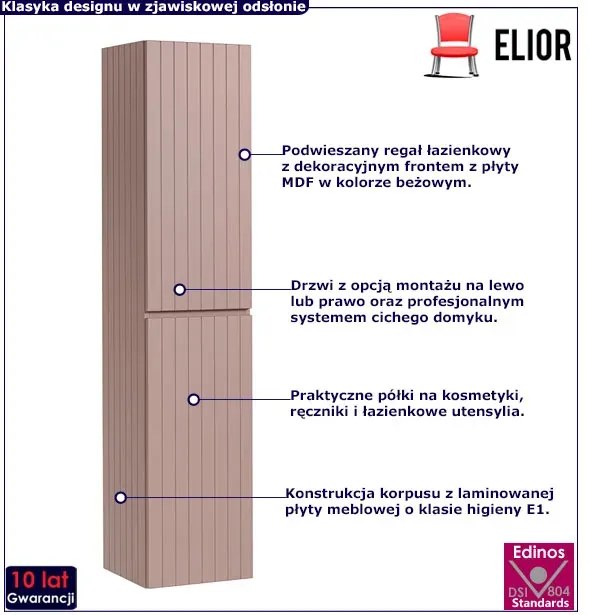 Różowy wiszący regał łazienkowy z lamelami N8-B45