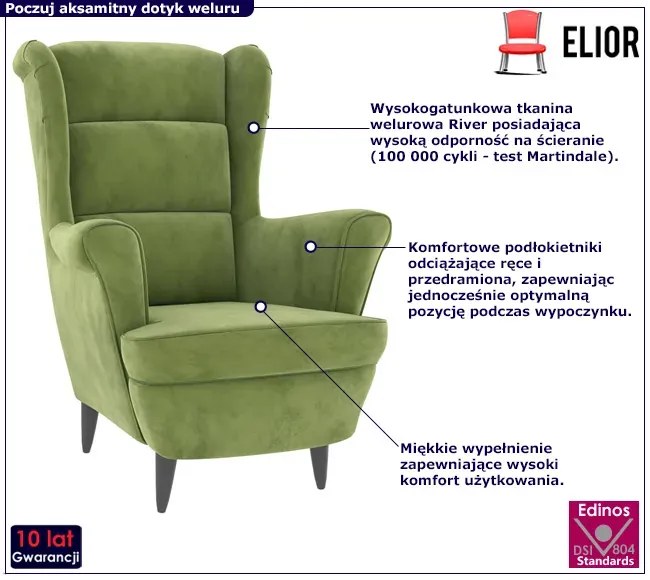Jasnozielony wypoczynkowy fotel do salonu H9-E93