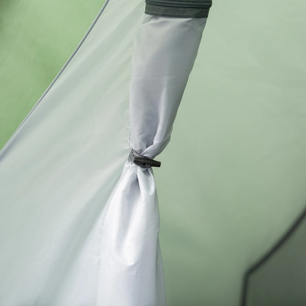 Namiot tunelowy dla 3-4 osób 190T Kemping Włókno szklane Ciemnozielony Przestronny i komfortowy | Aosom PL