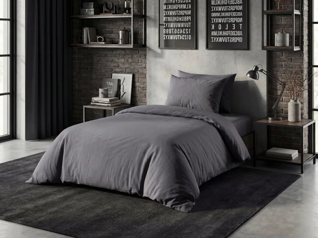 PrzytulneMieszkanie.pl PrzytulneMieszkanie.pl Bawełniana pościel CALMORA ciemnoszara Rozmiar pościeli: 70 x 90 cm | 140 x 220 cm