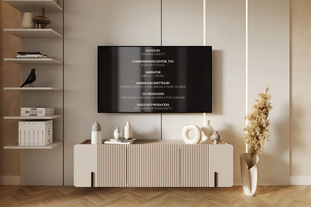 Szafka RTV Malmi 150 cm wisząca - kaszmir / czarny