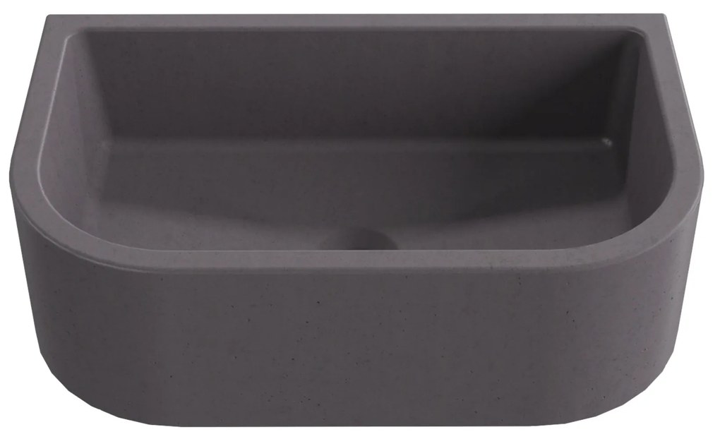 Umywalka betonowa półokrągła wisząca / nablatowa bez otworu na baterię 49 x 30 cm PALANGA | różne kolory : Kolor - Brązowy, Typ montażu - nablatowa