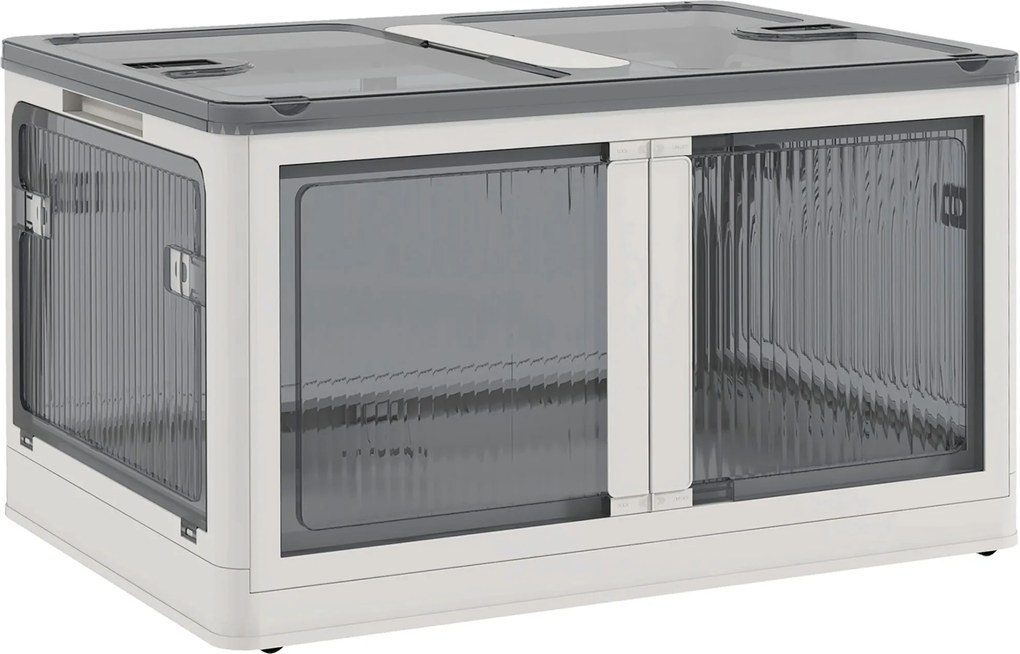 HOMCOM Pojemnik na przechowywanie 69L z kółkami Skrzynia z dostępem z 5 stron Biała przestrzeń magazynowa | Aosom PL