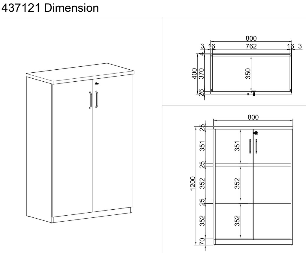 Szafa biurowa MIRELLI, 800 x 400 x 1200 mm, brzoza
