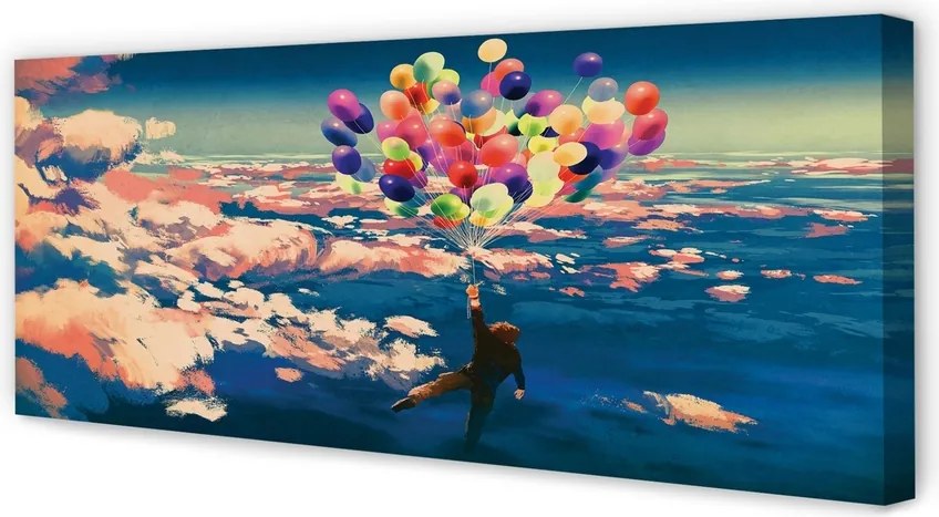 Obraz drukowany na płótnie Balony na Niebie z Chmurami