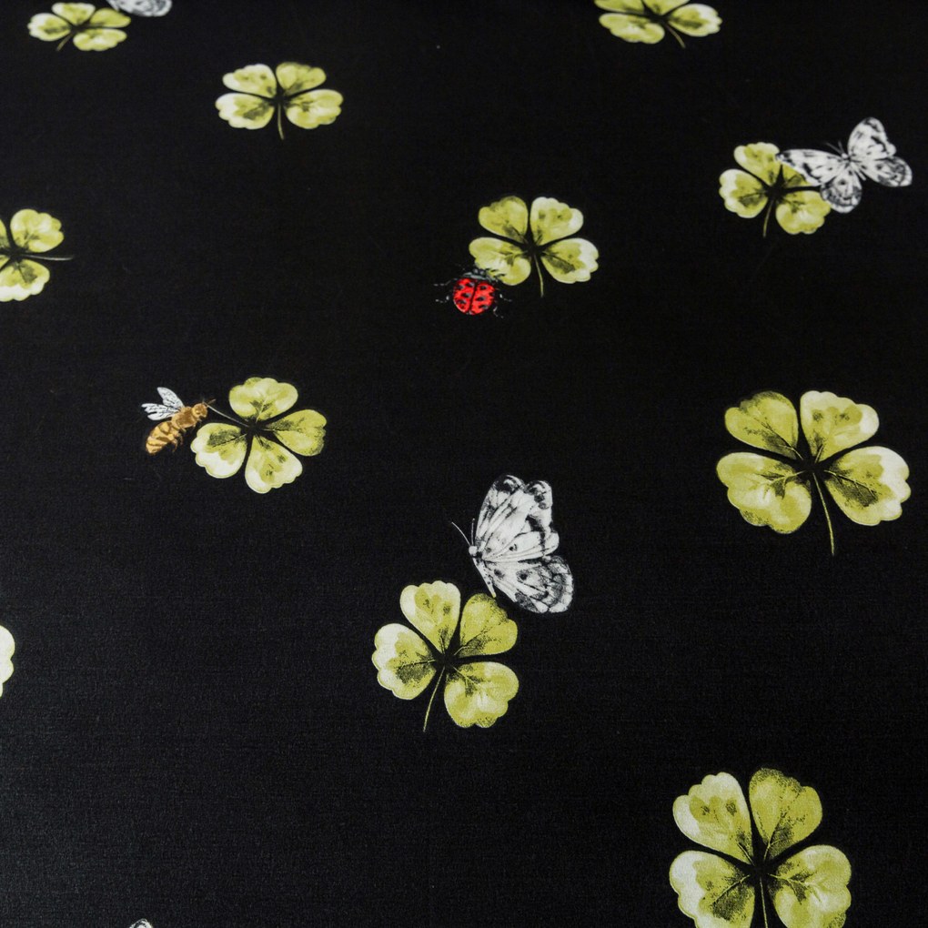 PrzytulneMieszkanie.pl PrzytulneMieszkanie.pl Pościel z mikrofibry FOUR LEAF CLOVER czarne Rozmiar pościeli: 70 x 90 cm | 140 x 200 cm