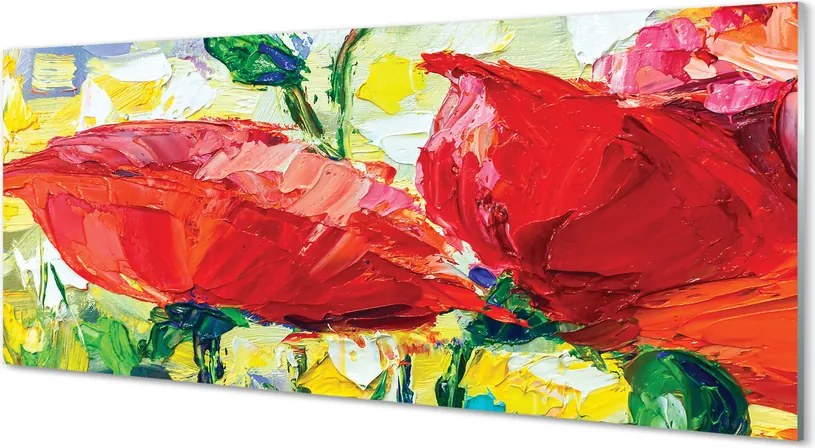 Szklany Panel Bukiet Czerwonych Kwiatów