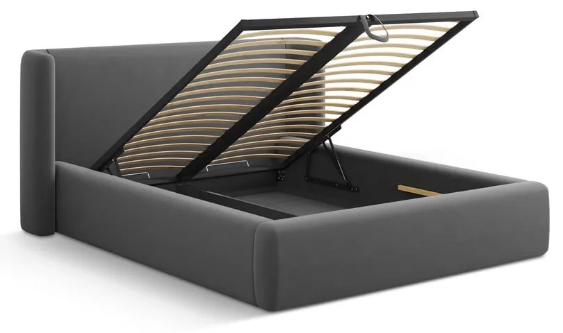 Szare tapicerowane łóżko dwuosobowe ze schowkiem ze stelażem 180x200 cm Jason – Windsor &amp; Co Sofas