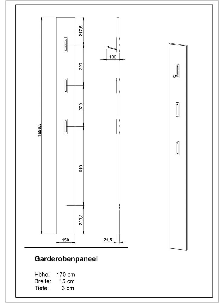 Szarobeżowy wieszak ścienny Utah – Germania