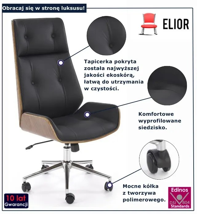 Nowoczesny czarny fotel biurowy obrotowy W1-D35