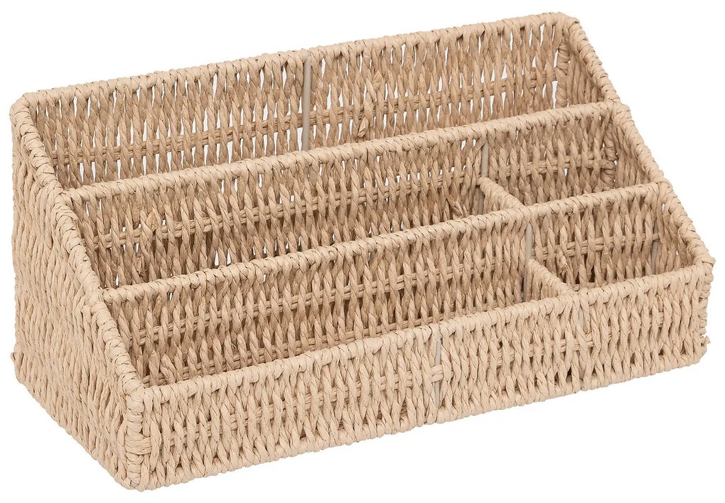 Organizer na biurko z plecionki KORD, 33 x 14,5 x 15,3 cm