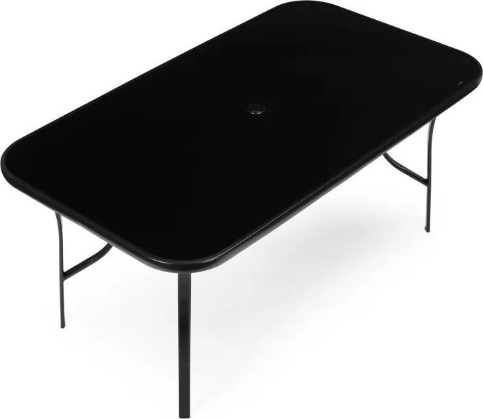Stół ogrodowy Torello 094, 160x90 cm - czarny, z otworem na parasol