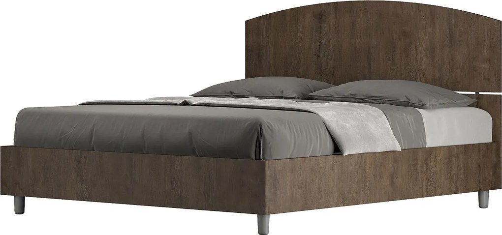 Łóżko wyposażone w stelaż z listwami z pojemnikiem 160x200 Orzech Dora