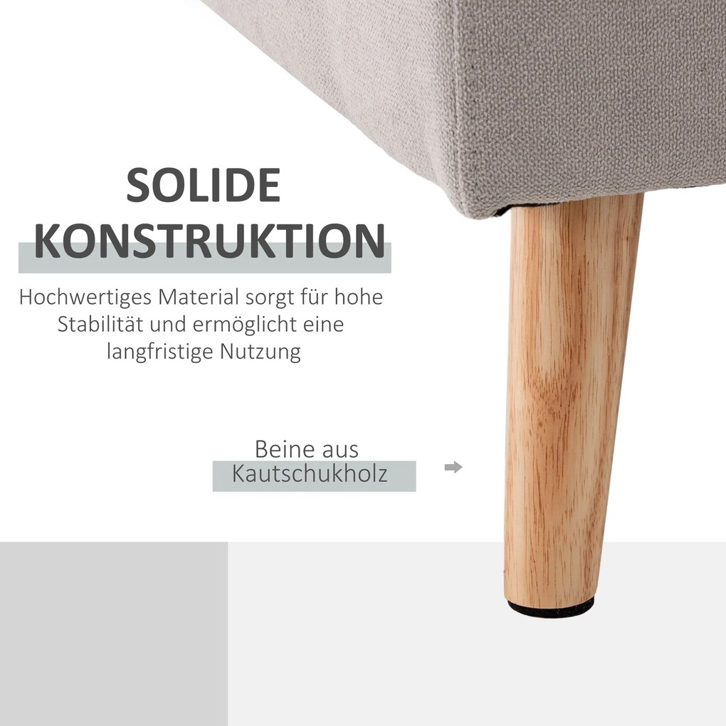 HOMCOM Sofa narożna 3-osobowa, w wyglądzie lnu, Chaiselongue odwracalne, 193x136x85 cm, Jasnoszary | Aosom PL