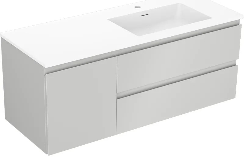 Mexen Orio szafka łazienkowa 120 cm z umywalką Otis prawą, 2S, 1D, szara mat/biała mat - 91A13-12047-3-BBFFF62-W18P01