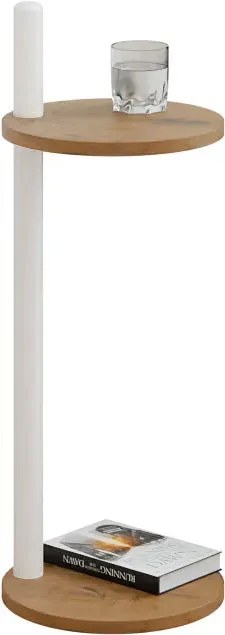 Nowoczesny stolik pomocniczny dąb lancelot + biały S7-F36