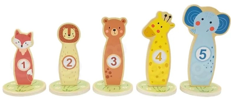Tooky toy rzut do celu drewniana gra zręcznościowa obręcze 15 el.