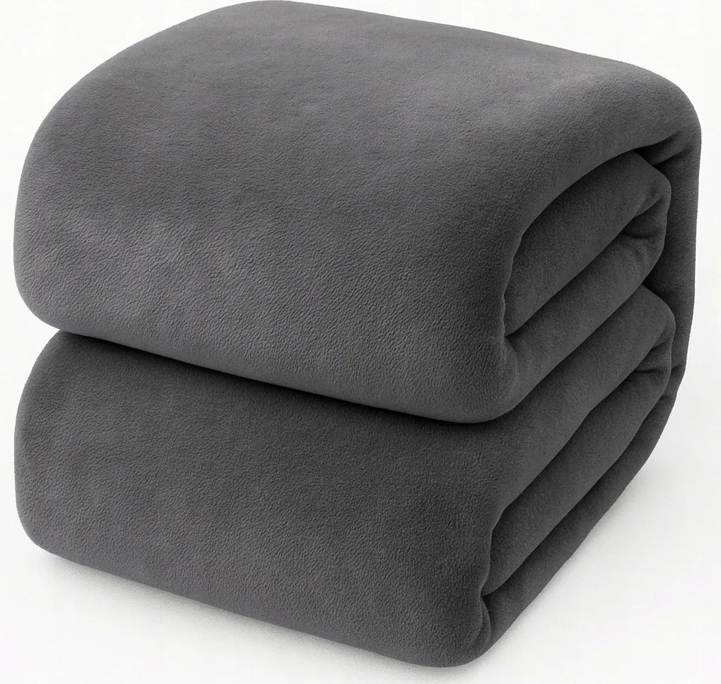 Koc Grafit Gładki 160x200cm Miękki Ciepły Przytulny do domu salonu sypialni