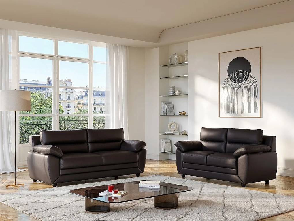 Komplet wypoczynkowy 3+2 MANOA z ekoskóry - Brązowy