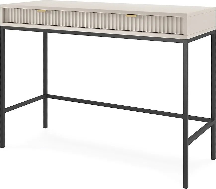 Toaletka: 2 szuflady, kaszmir, stelaż czarny, 104 x 78 x 50 cm, uchwyty złote