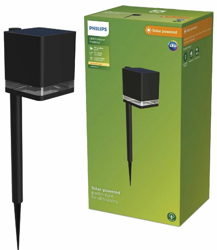 Philips Virona zewnętrzna słupkowa lampa LEDczarna, 1,8 W, 200 lm, 2700 K