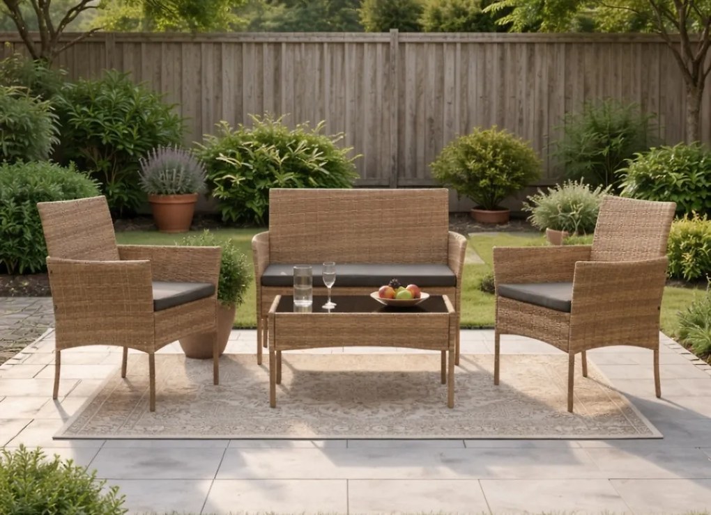 Zestaw mebli ogrodowych - sofa fotele i stolik Natal 010 naturalny