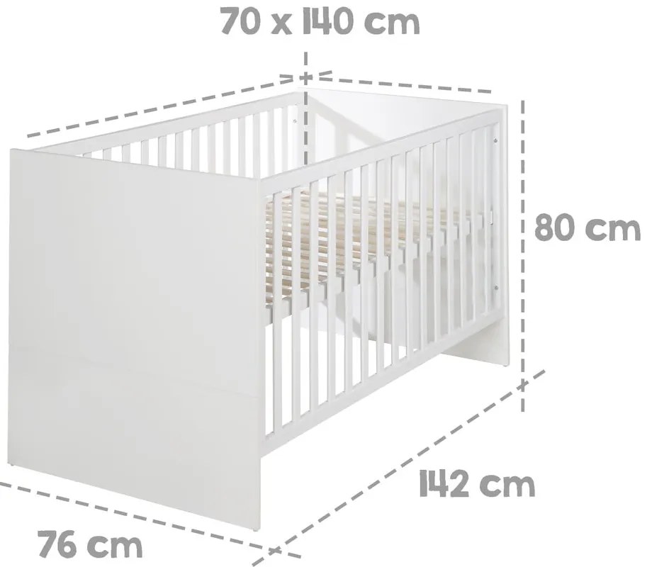 Białe łóżeczko 70x140 cm Lilo – Roba