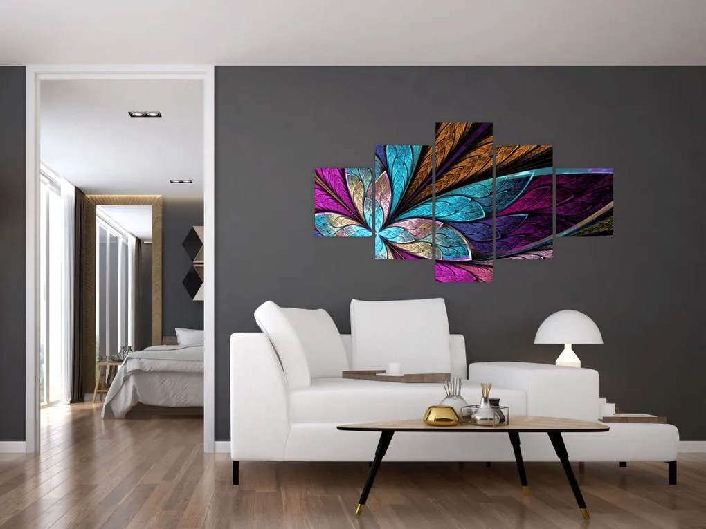 Obraz - Abstrakcja, kwiat (125x70 cm)