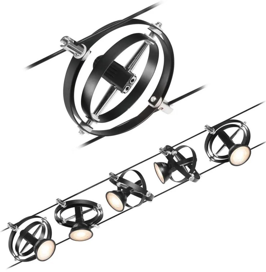 Paulmann 94440 - Zestaw 5xGU5,3/10W reflektor CARDAN 230V czarny