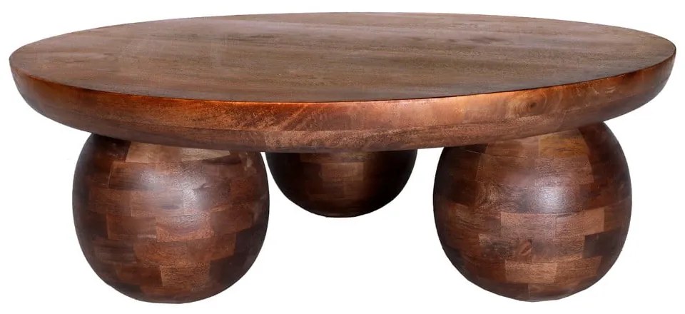 Brązowy okrągły stolik z litego drewna mango ø 100 cm Ailen – MOME