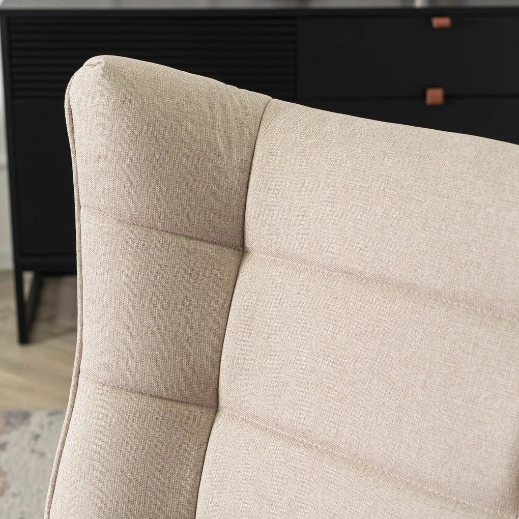 Fotel Bujany na Biegunach Uszak Wypoczynkowy JACKSON Beżowy do Salonu Nowoczesny