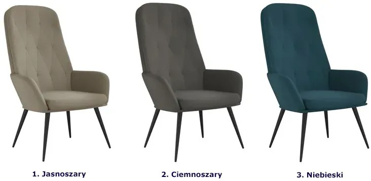 Ciemnoszary welurowy fotel wypoczynkowy - Krizon
