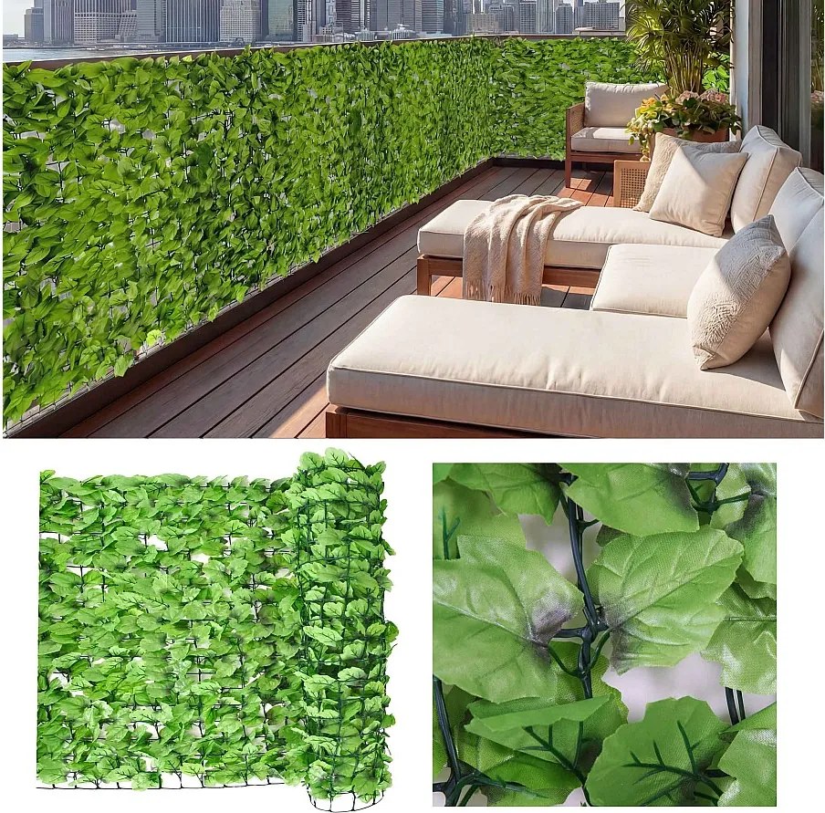 Osłona balkonu N77 II Blatt,  300 x 150 cm, jasny kolor