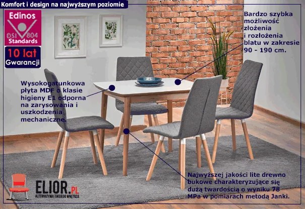 Skandynawski biały stół rozkładany K3-W92