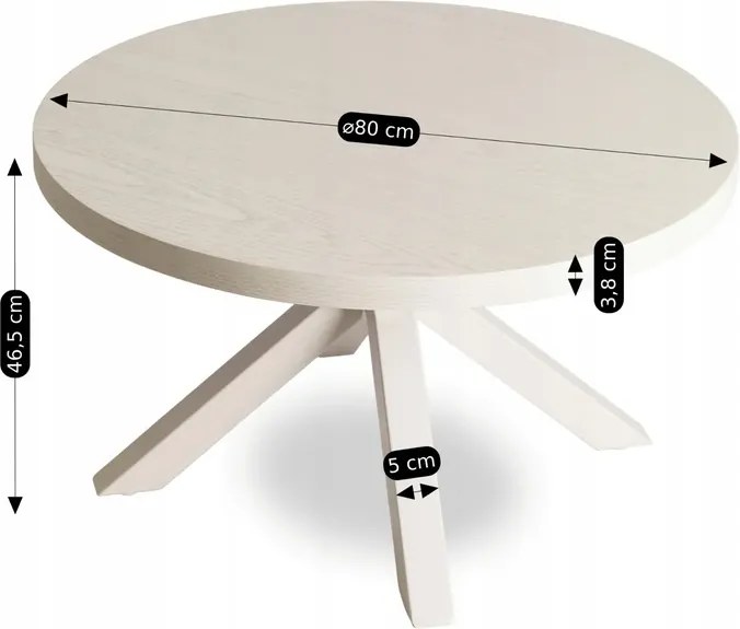 Stolik Kawowy LINCOLN 80 cm Beż/Kaszmir Japandi