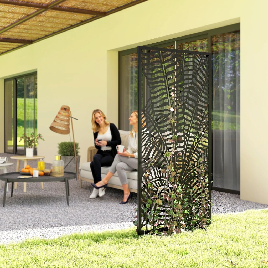 Outsunny Parawan 65 x 130 cm Wolnostojący Wiszący, Dekoracyjna Osłona z Metalu, Czarny | Aosom PL