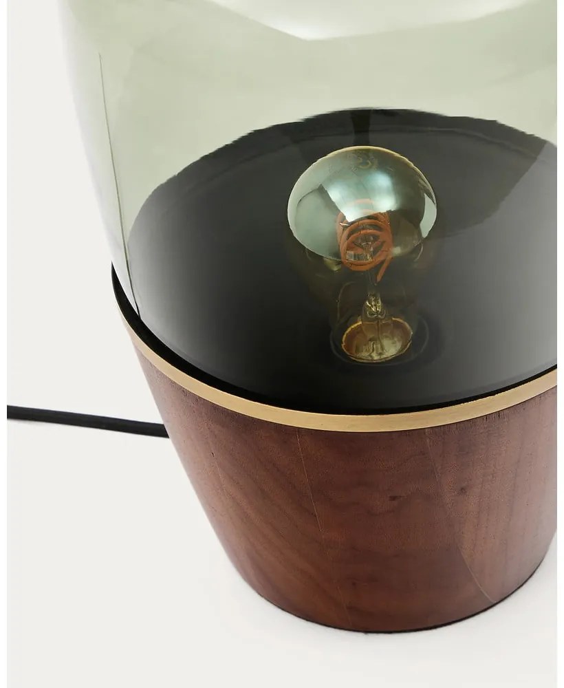 Zielono-naturalne lampa stołowa ze szklanym kloszem (wysokość 30 cm) Silex – Kave Home