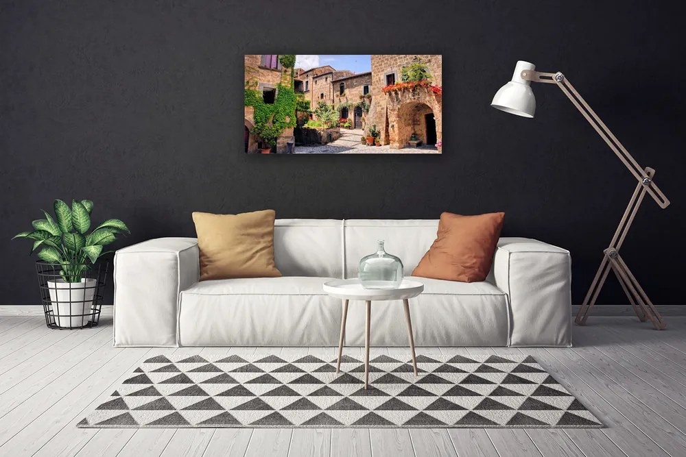 Obraz drukowany na płótnie Malownicza Uliczka w Kwiatach