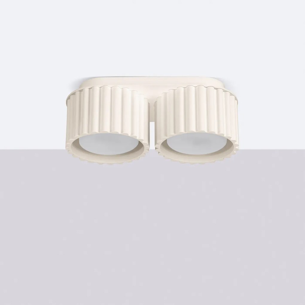 Plafon dwupunktowy AURA 2 beżowy GX53 ryflowany SOLLUX  LIGHTING